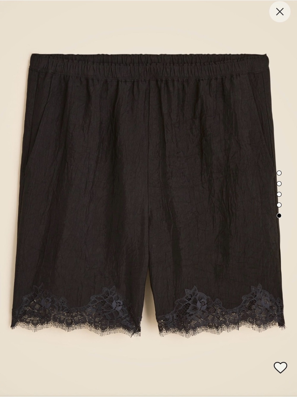J.Crew 5" Stratus lace-trim short in textured satin NWOT